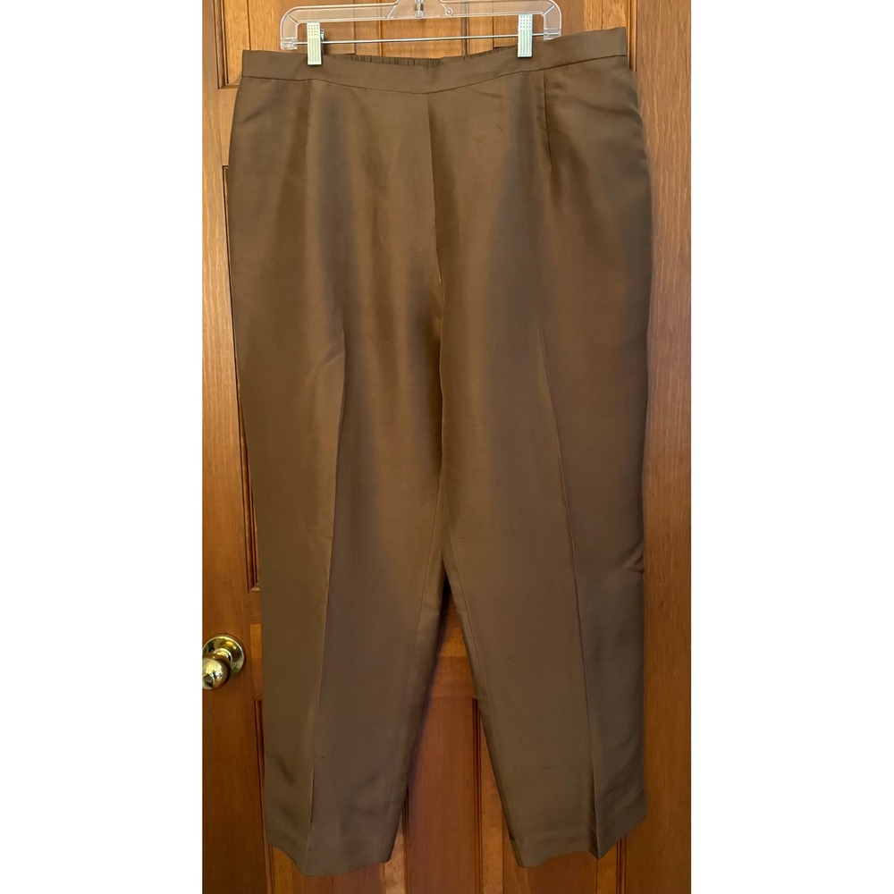 Adrianna Papell 2-PC 100% Silk Pant Set Womens Brown Size 20W Wedding Holiday - Picture 5 of 14